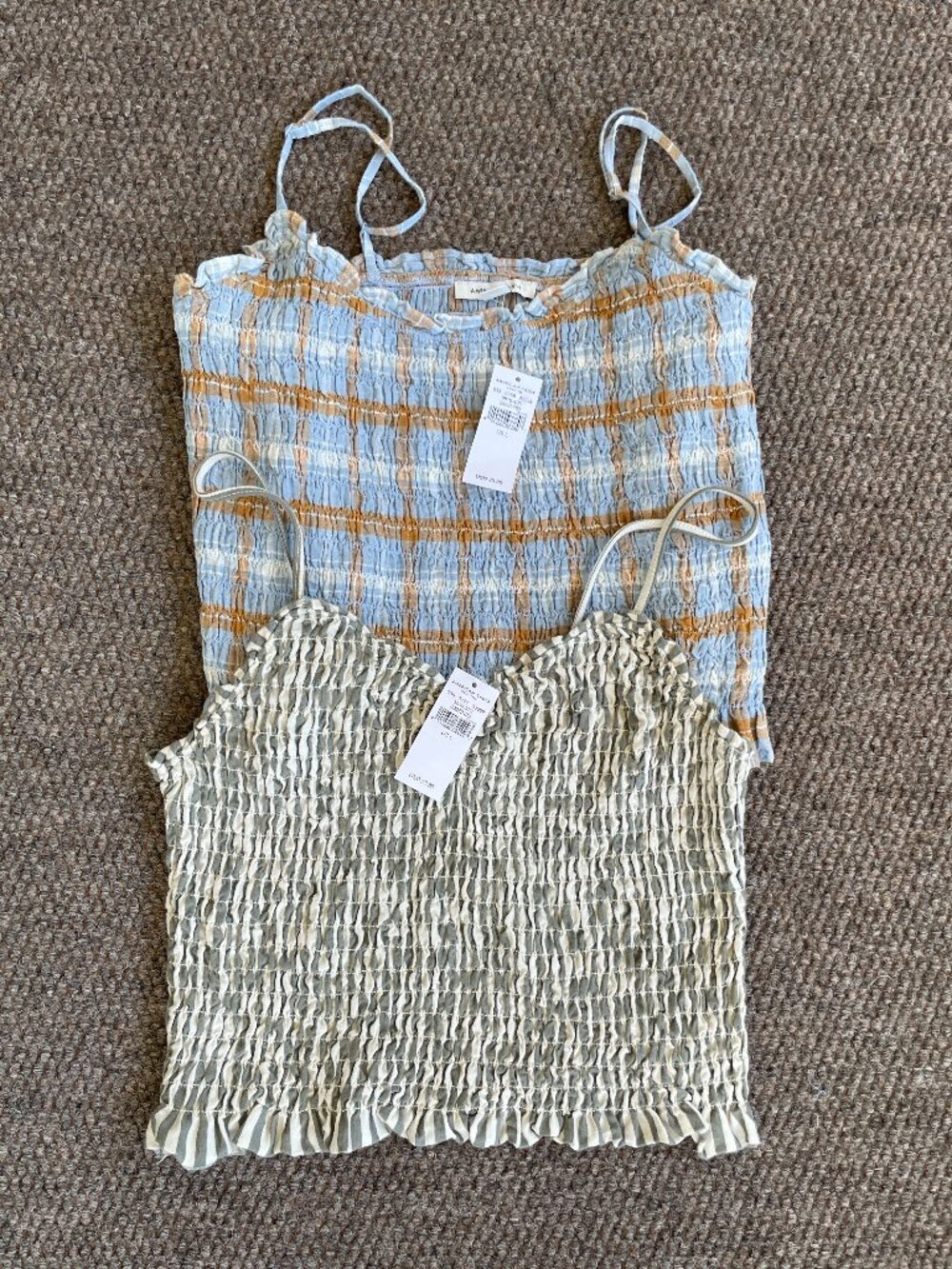 2 NWT AMERICAN EAGLE Smocked Summer Tops Large AE